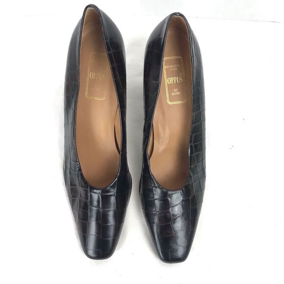 Oppus by Globo Croc Embossed Leather Block Heels Size 8.5 - Picture 2 of 8